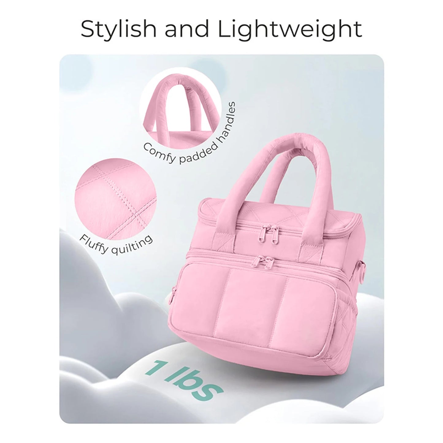 Insulated Two-Tier Lunch Bag With Large Capacity For Work Or Travel