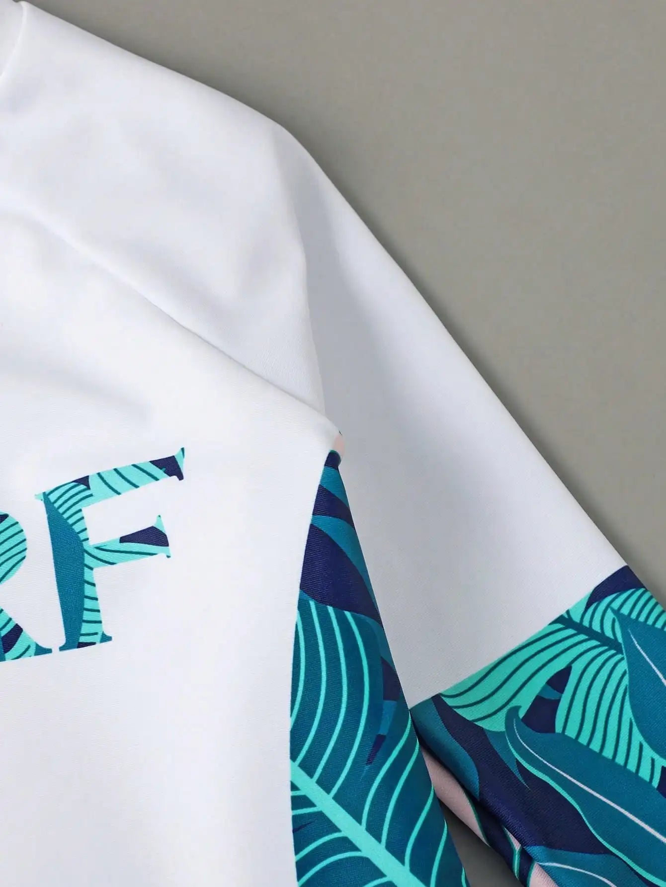 Tropical Print Boys Swimwear Set With Long Sleeve Top