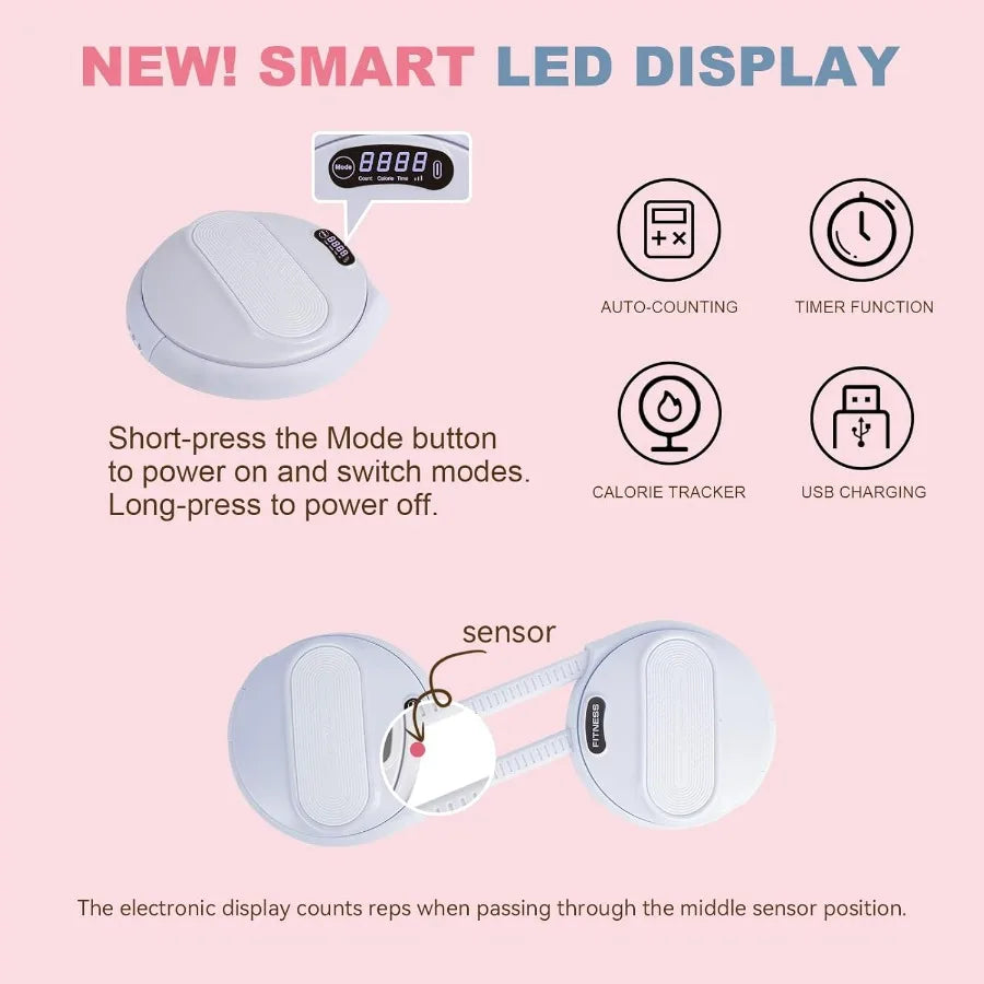 Ab Twister Board Waist Twister With Counter And Resistance Bands