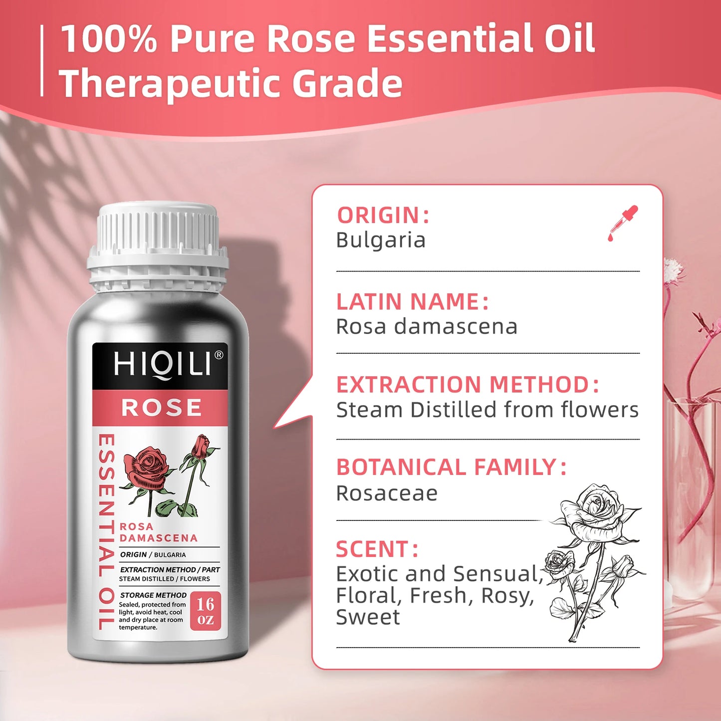 5Pure Rose Ginger Peppermint Cinnamon Essential Oil