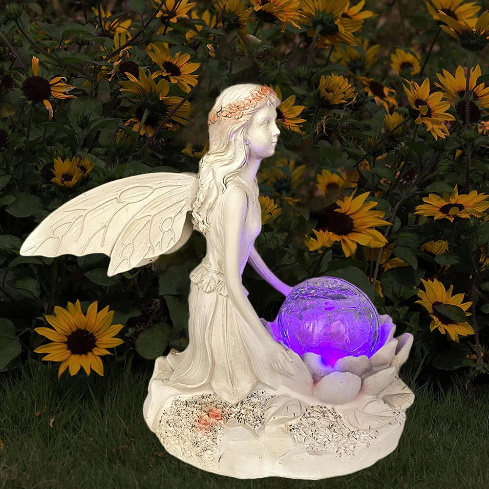 Luminous Resin Fairy Garden Solar Angel Statue Ornament