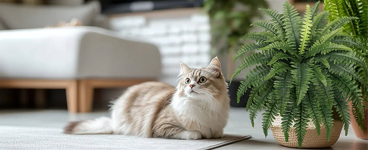 Two Artificial Boston Ferns for Outdoors Home Decor