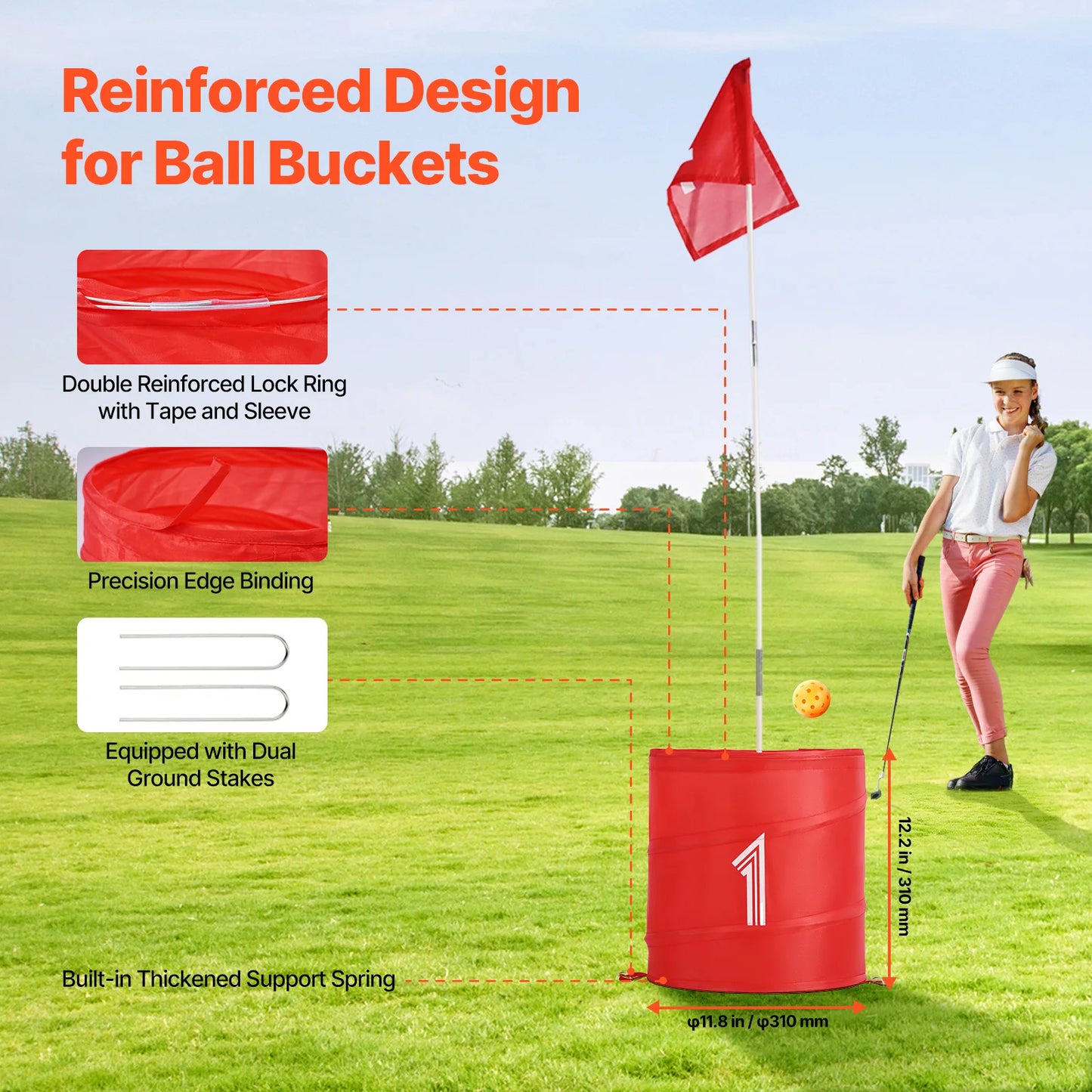 SucceBuy Kids Backyard Golf Game 3 Hole Portable Bucket Course