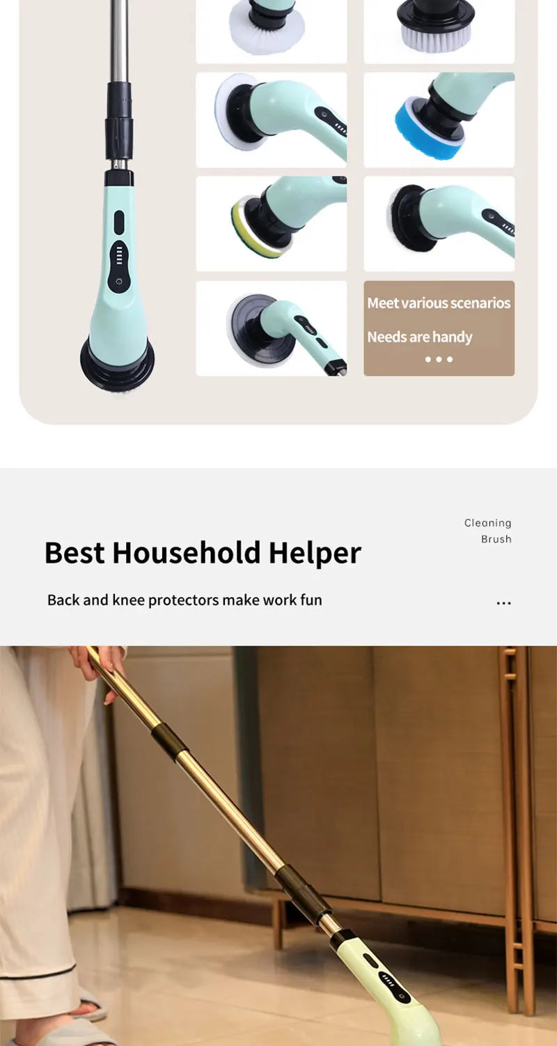 Electric Spin Scrubber 9 In 1 Cordless Cleaning Brush