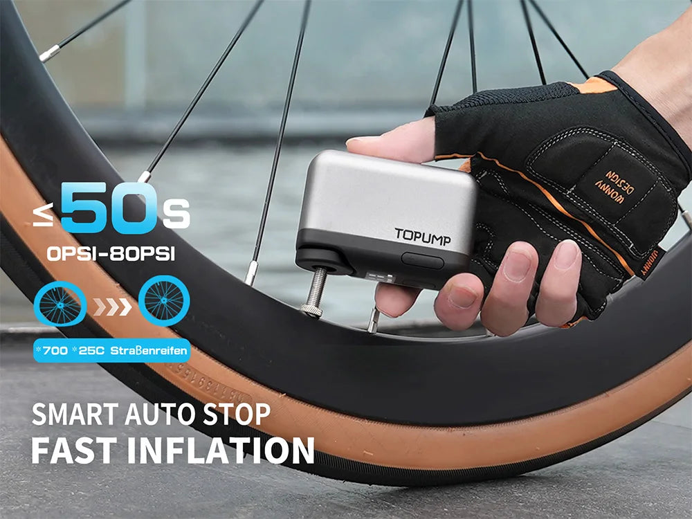 TOPUMP TB2 PRO Electric Mini Portable Bike Pump Cordless Inflator