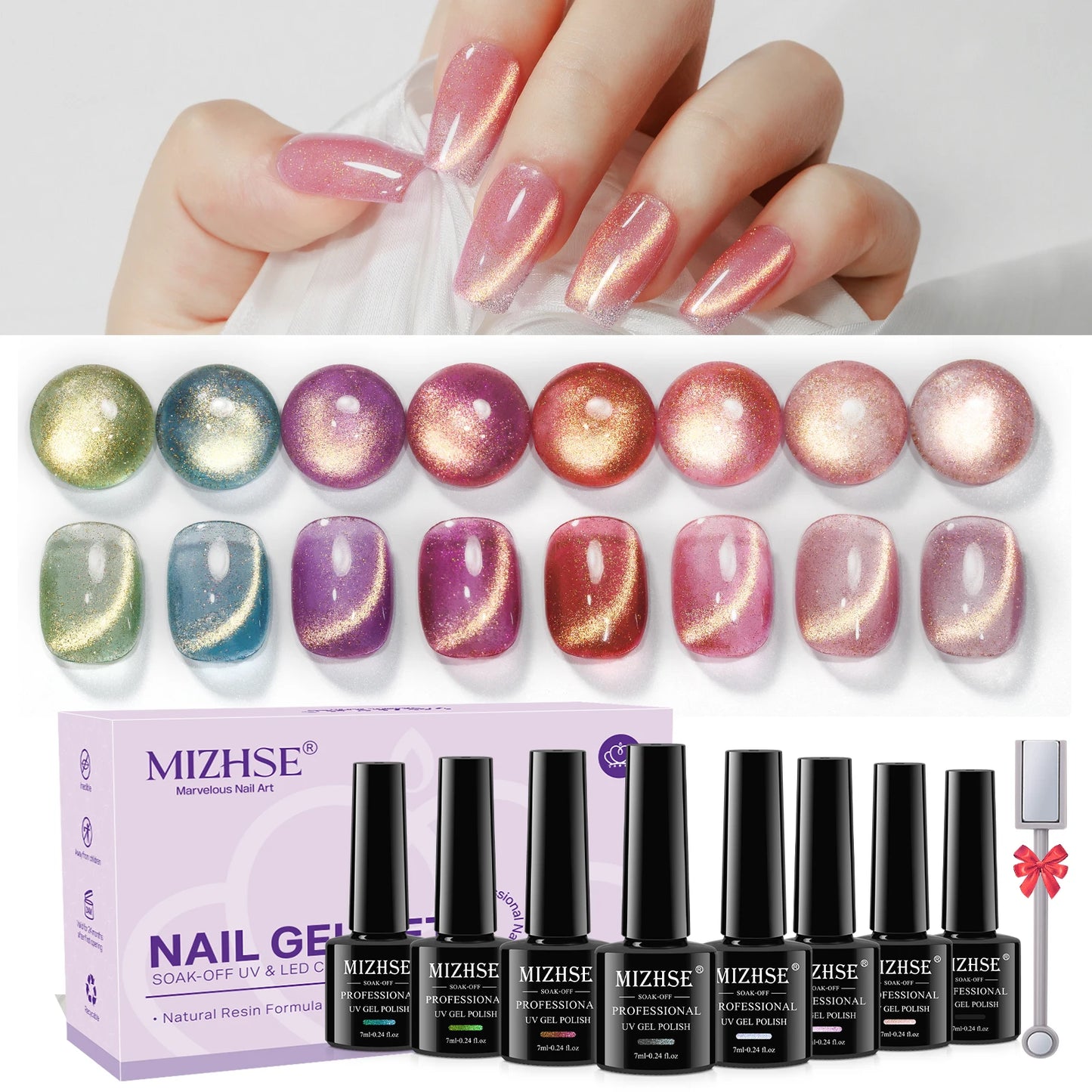 MIZHSE Magnetic Cat Eye Gel Polish Set With Magnet