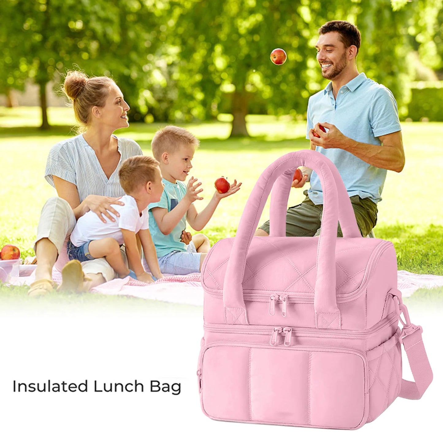Insulated Two-Tier Lunch Bag With Large Capacity For Work Or Travel