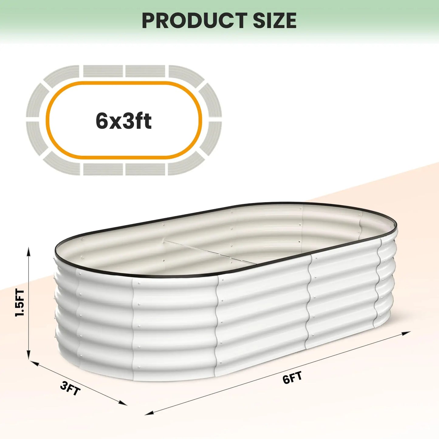 2 Pack Oval Galvanized Steel Raised Garden Bed Open Base