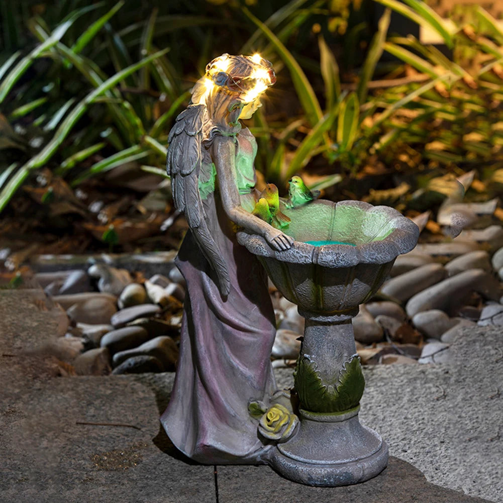 Luminous Resin Fairy Garden Solar Angel Statue Ornament