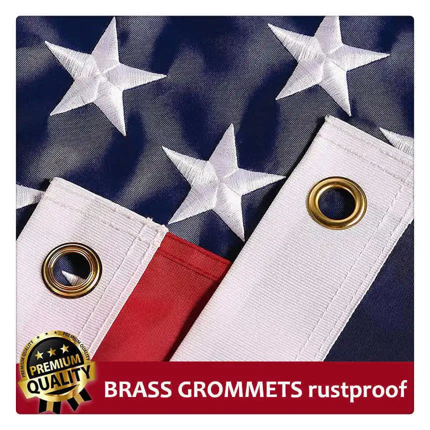 Embroidered USA Flag Banner 50 Stars 13 Stripes Waterproof Oxford Fabric