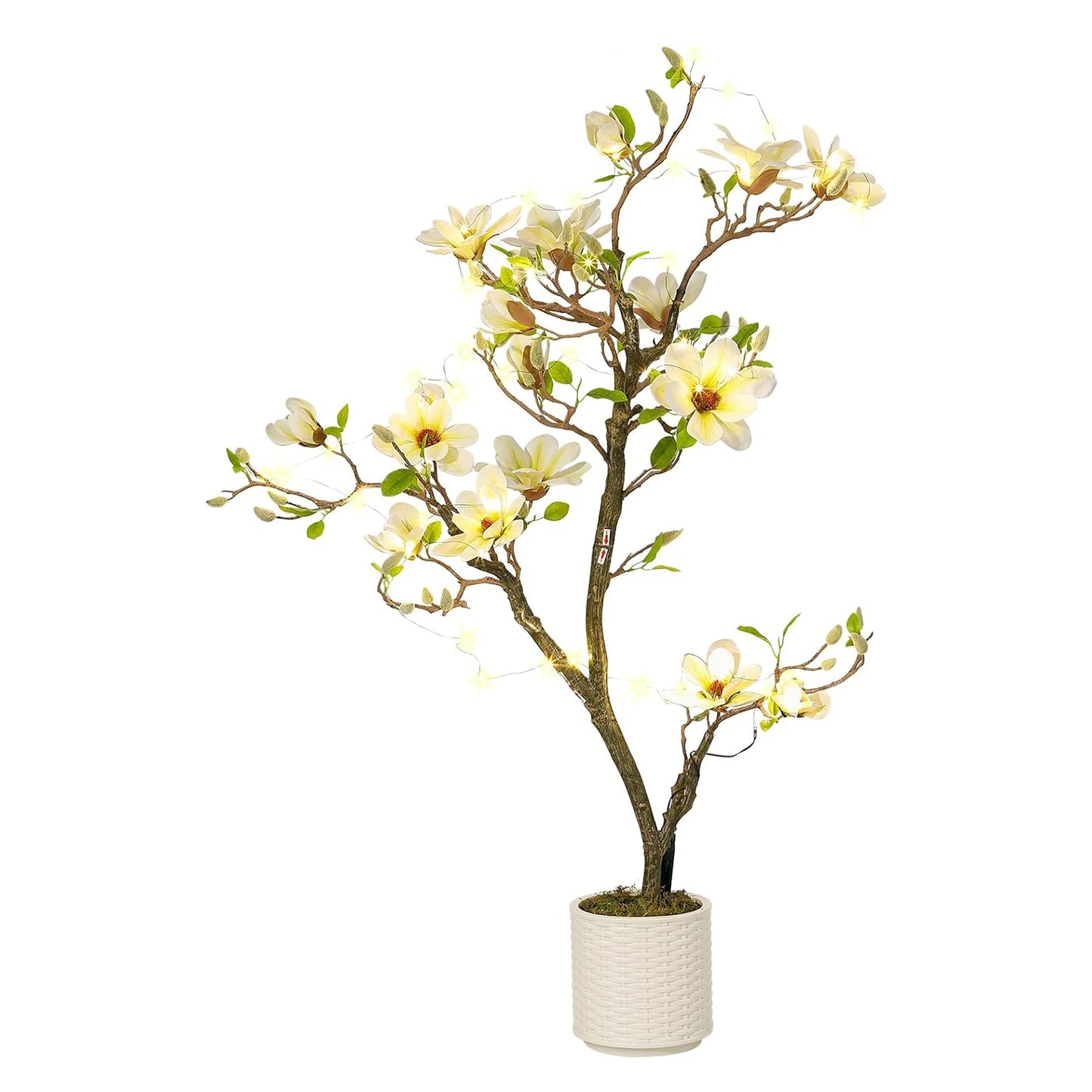 Artificial Magnolia Plant With LED Lights Faux Flower Tree Decor