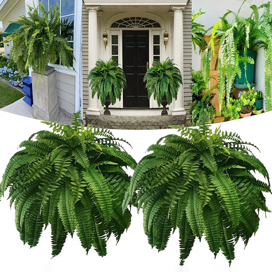 Lifelike Boston Fern Artificial Plant Plastic Outdoor Display