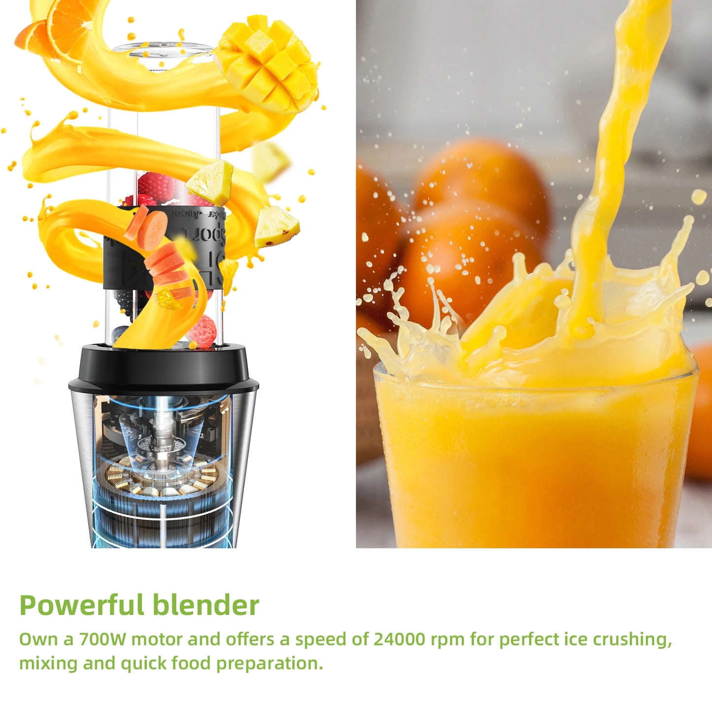 BioloMix 700W 3 in 1 Portable Food Processor Juicer Blender