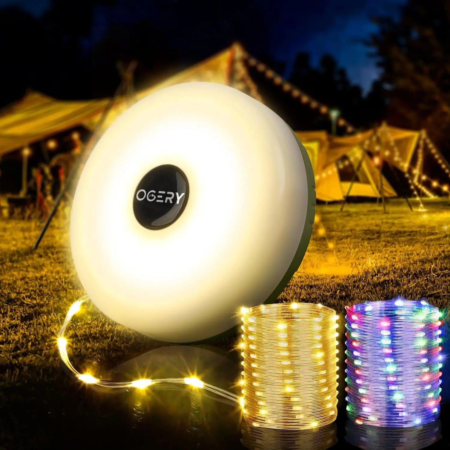 Camping String Lights 32.8ft Rechargeable Tent LED With Dimmable Modes