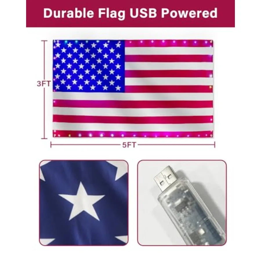 Smart Lighted American Flag App Controlled LED Flag