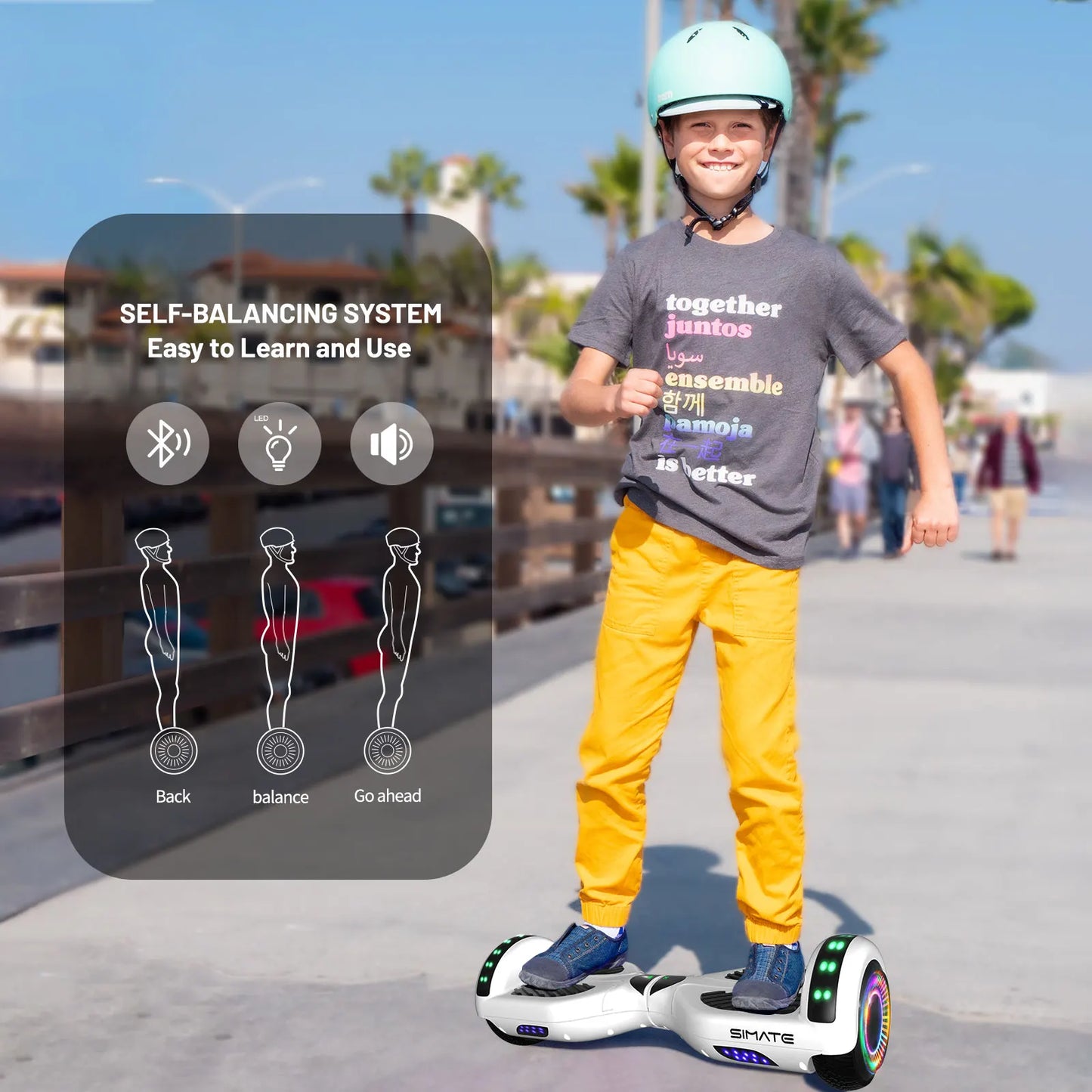SIMATE All Terrain Hoverboard Bluetooth LED Lights With App Control
