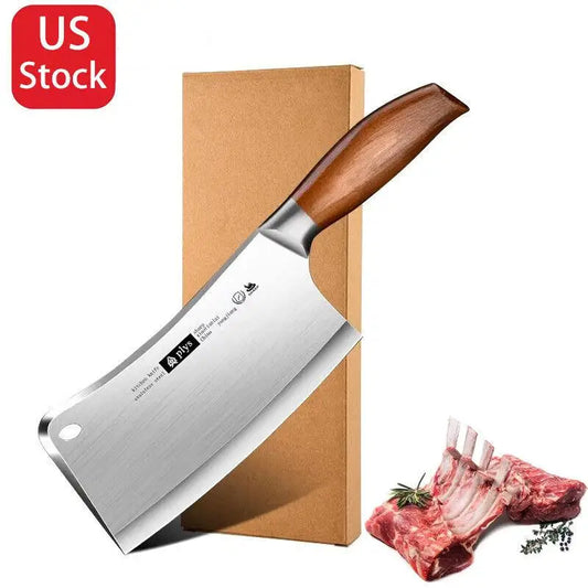 Hand Forged Kitchen Cleaver for Bone and Meat, Heavy Duty