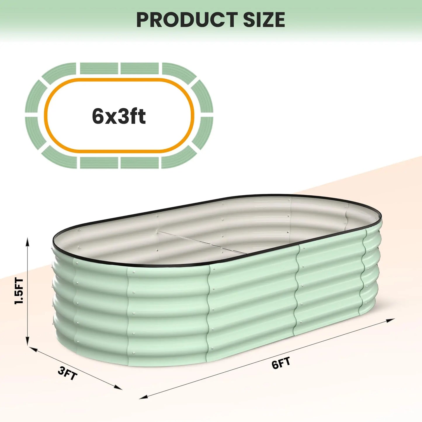 2 Pack Oval Galvanized Steel Raised Garden Bed Open Base