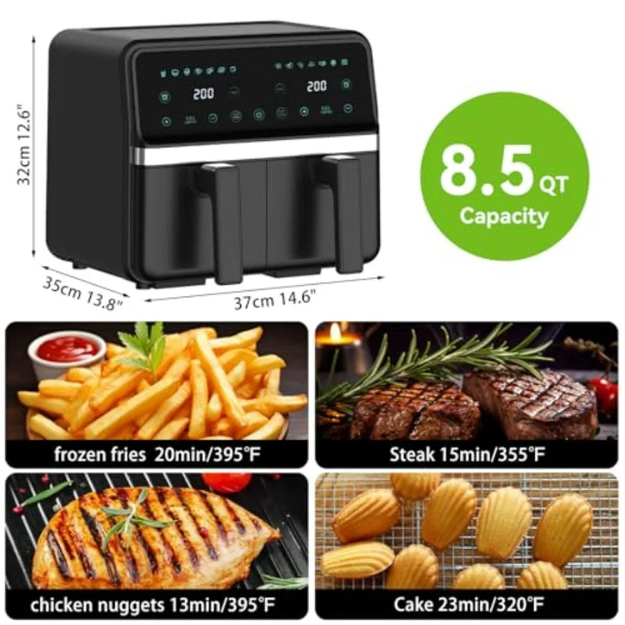 Dual Basket Air Fryer With Digital Touchscreen For Healthy Cooking