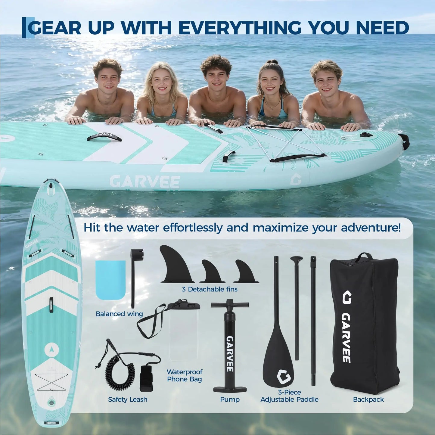 Extra Wide Inflatable Stand Up Paddleboard for Adults and Youth