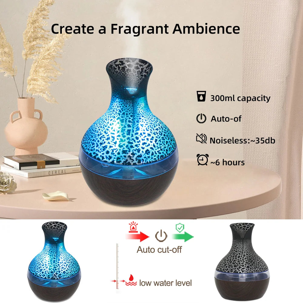 USB Ultrasonic Humidifier Essential Oil Diffuser With LED For Tabletop
