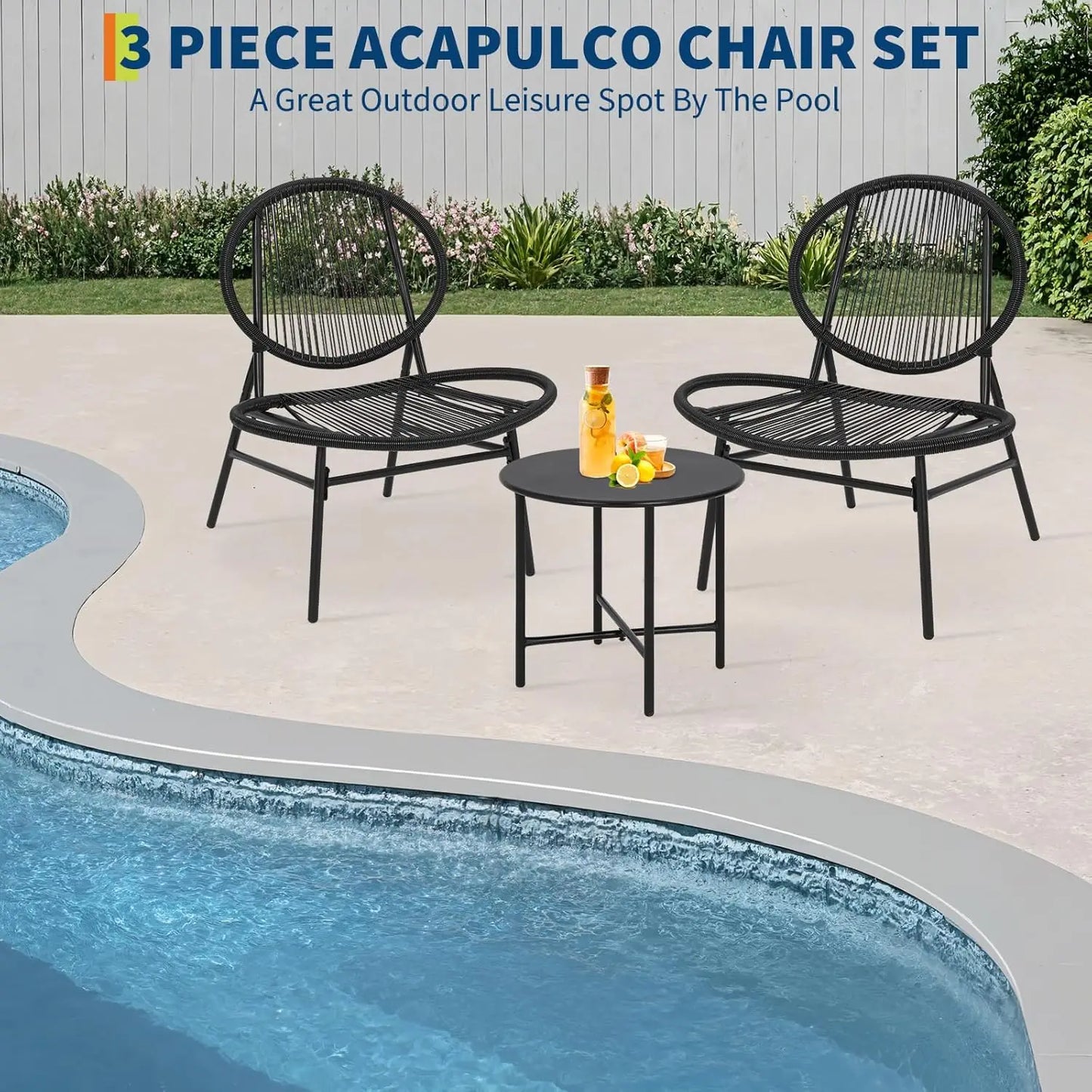 Patio Metal Bistro Set With Table And Chairs Weather Resistant