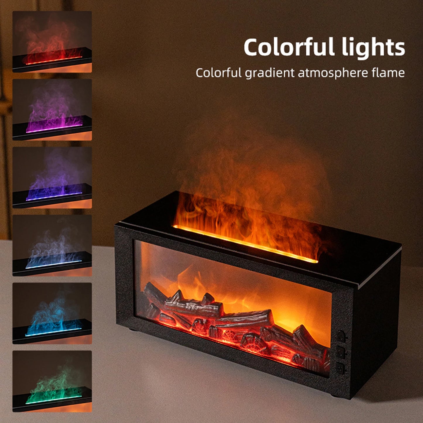 Fireplace Flame Air Diffuser Humidifier Aromatherapy Essential Oil Diffuser