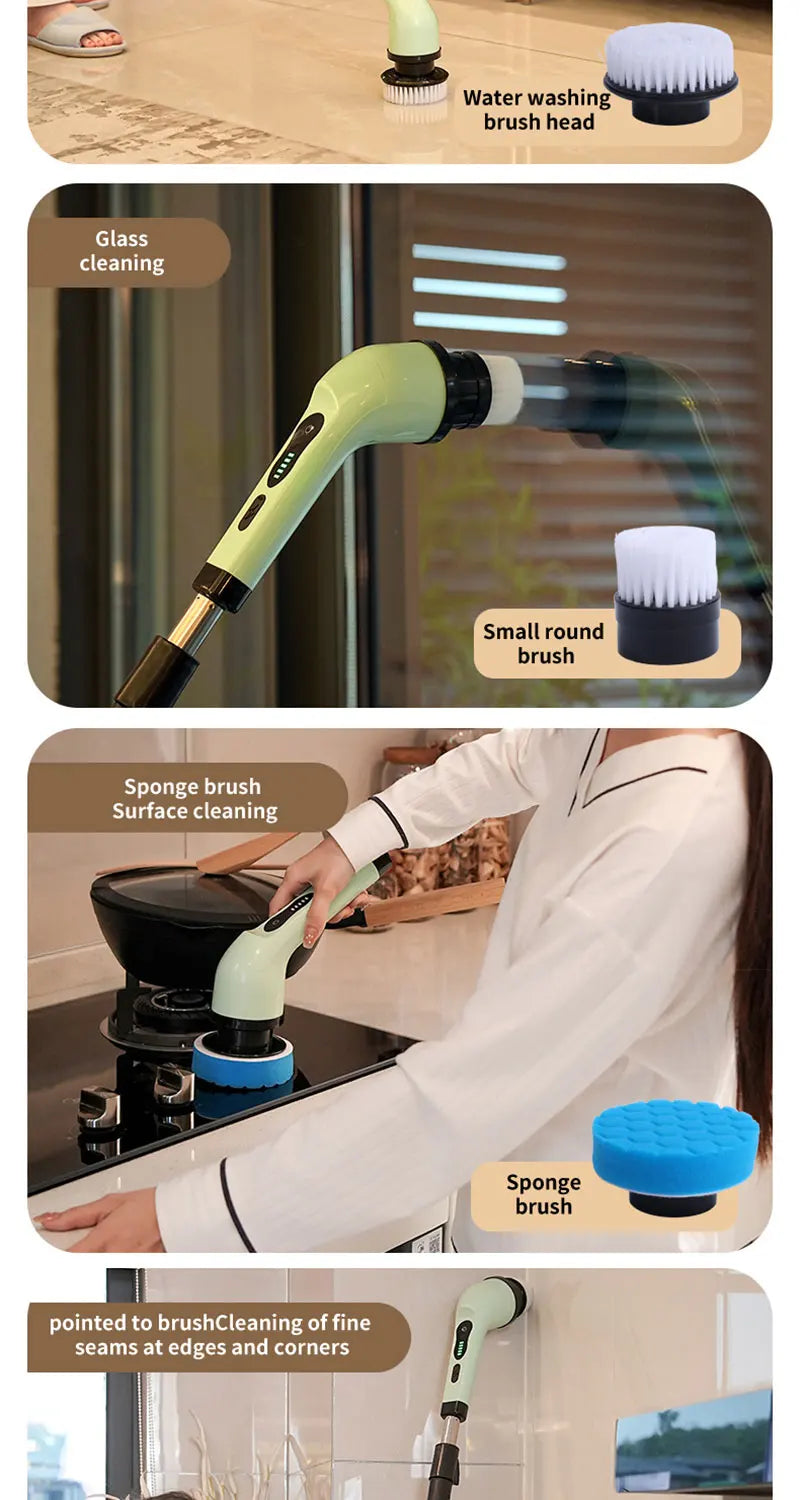Electric Spin Scrubber 9 In 1 Cordless Cleaning Brush