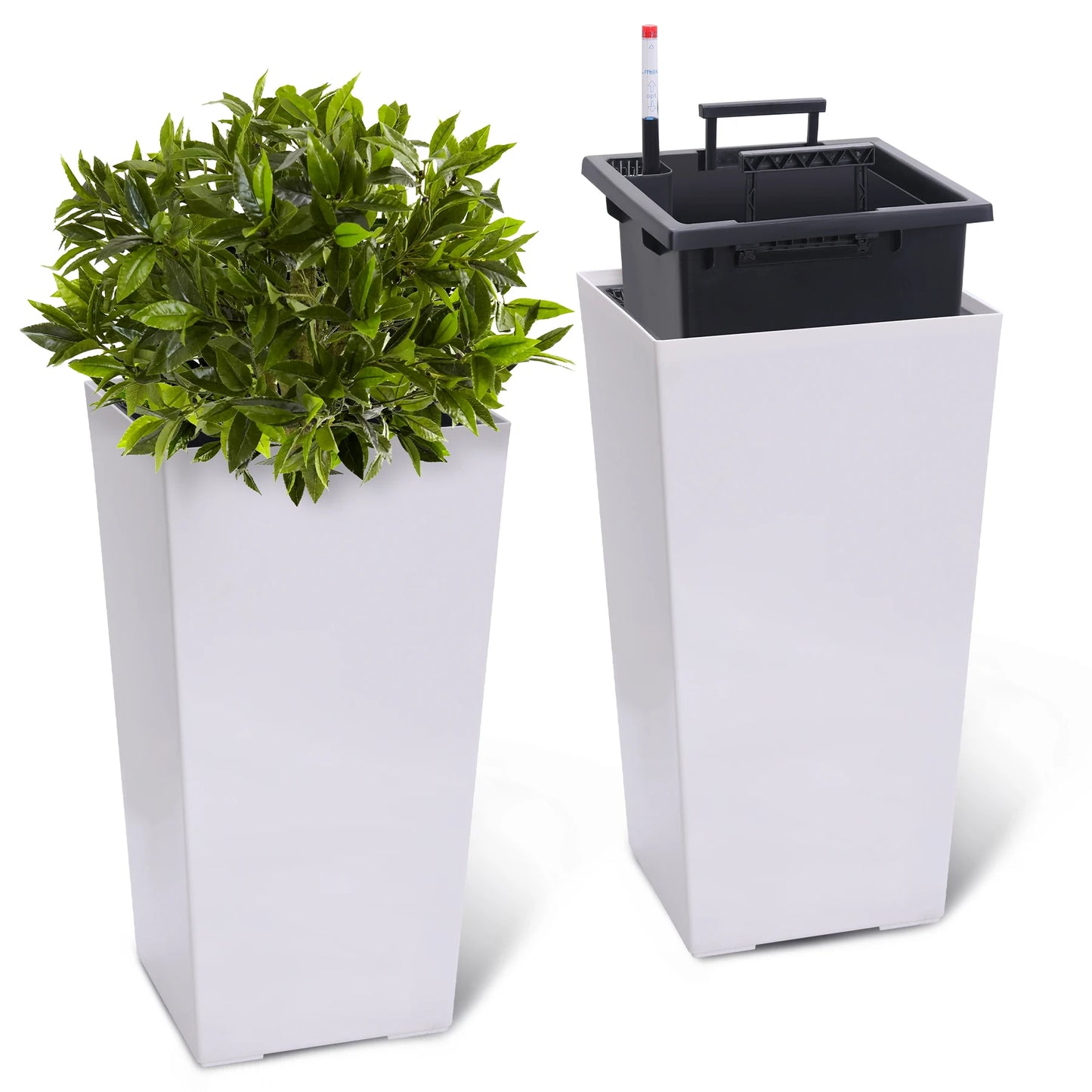 Two Pack Indoor Outdoor Planter With Shelf Insert Set