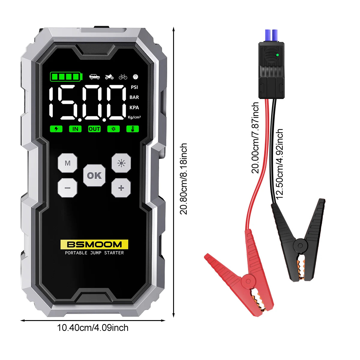 7000A Car Jump Starter With Air Compressor 12V Battery Booster