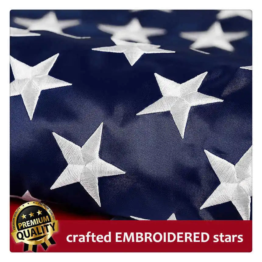 Embroidered USA Flag Banner 50 Stars 13 Stripes Waterproof Oxford Fabric