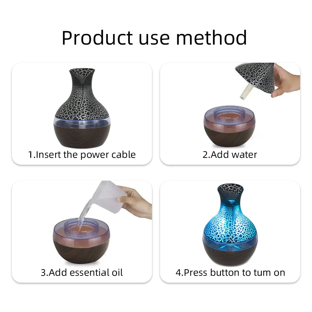 USB Ultrasonic Humidifier Essential Oil Diffuser With LED For Tabletop