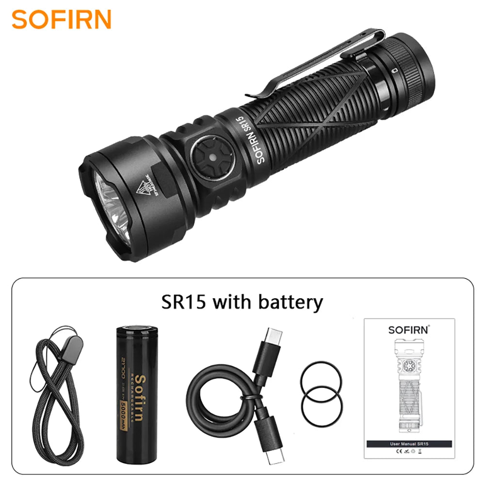 Sofirn SR15 4500LM LED Flashlight Camping Hiking Outdoor