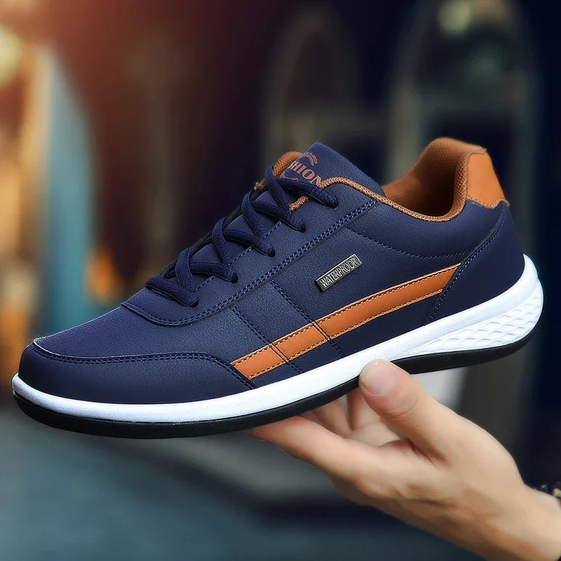 Men PU Leather Sneakers Trend Casual Breathable Shoes