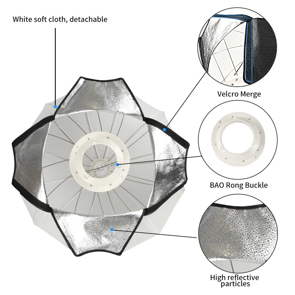 Globe Lantern Softbox Diffuser 65cm 115W Lighting For Film Video