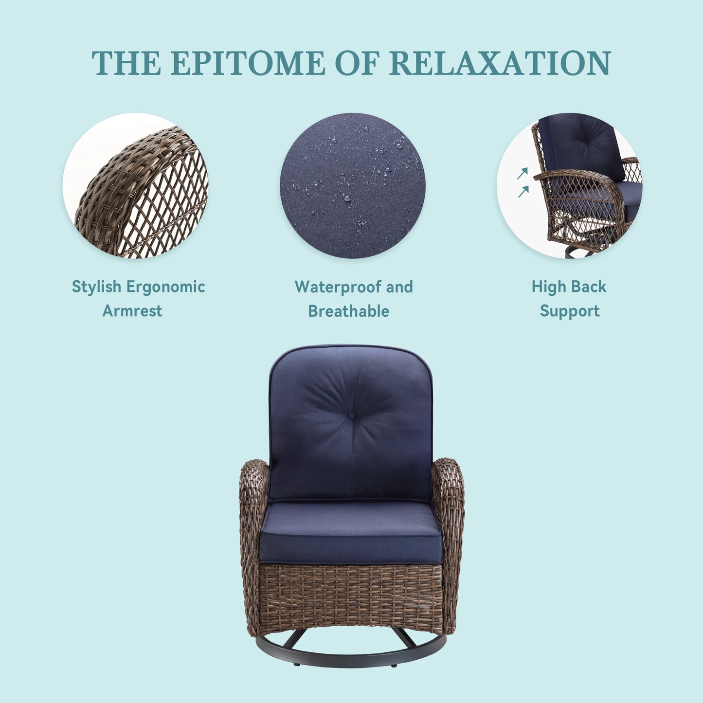 HOOMIC 3-Piece Outdoor Patio Furniture Set Rattan Wicker