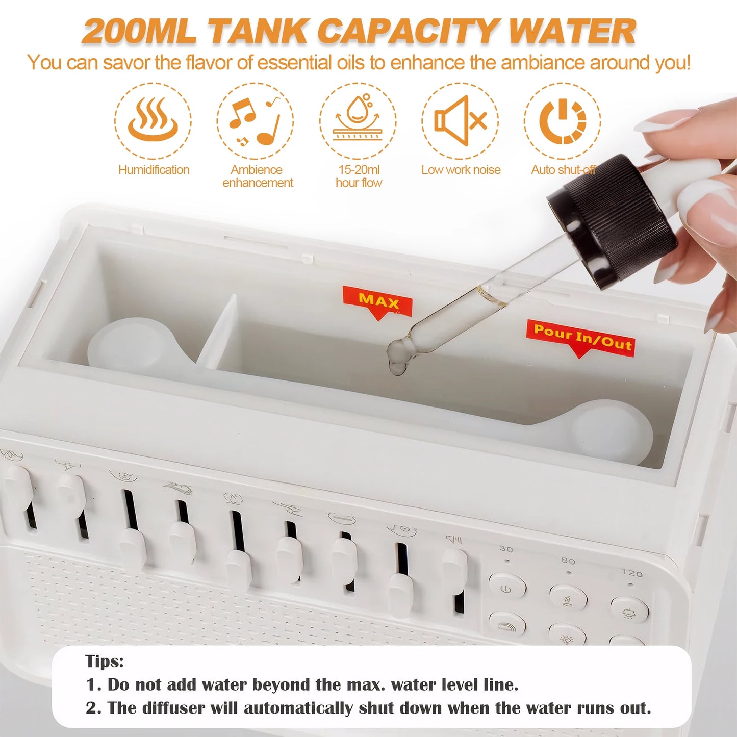 LED Sleep Sound Machine With Nature Sounds Humidifier Oils