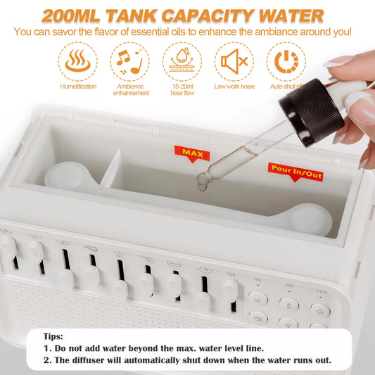 LED Sleep Sound Machine With Nature Sounds Humidifier Oils