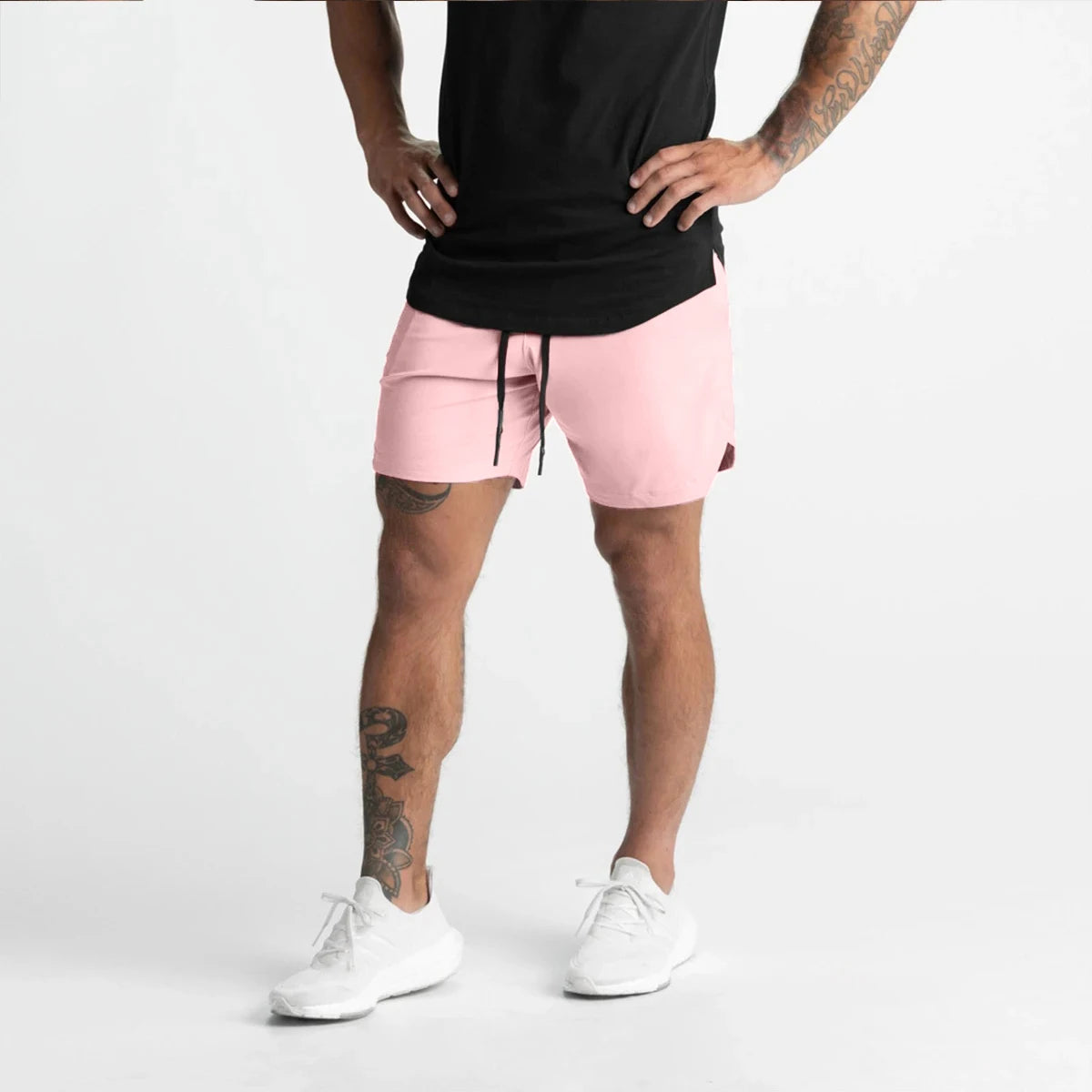 Mens Quick Dry Running Shorts Polyester Solid Pattern