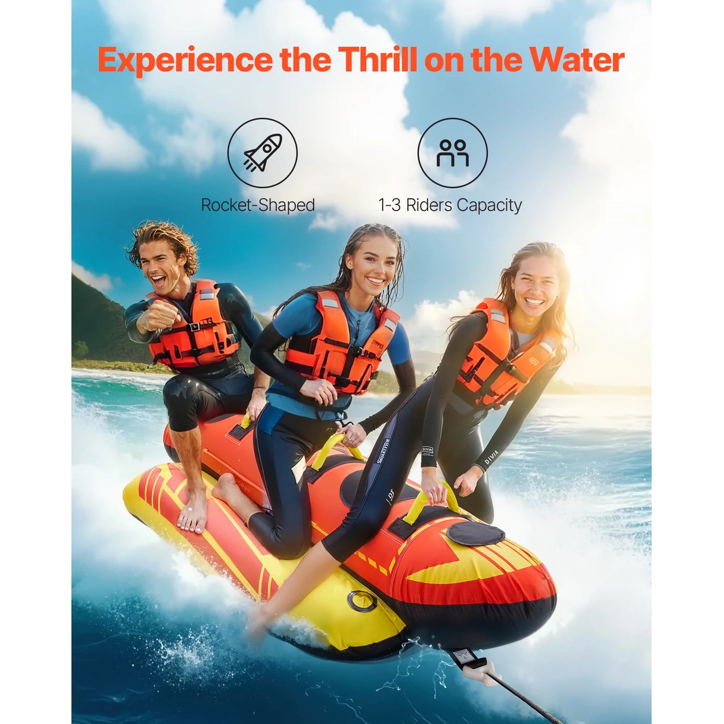 SucceBuy Inflatable Towable Boating Tubes Up To 3 Riders