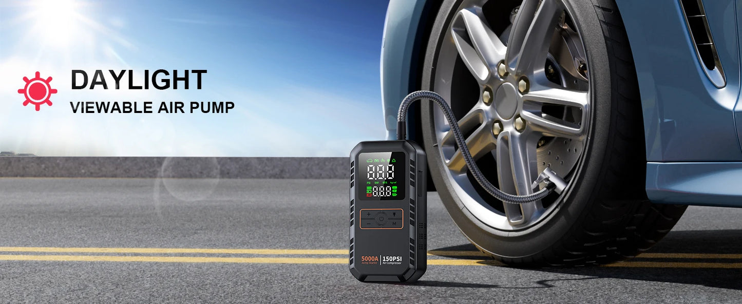 Four In One Car Jump Starter Air Compressor Peak 5000A