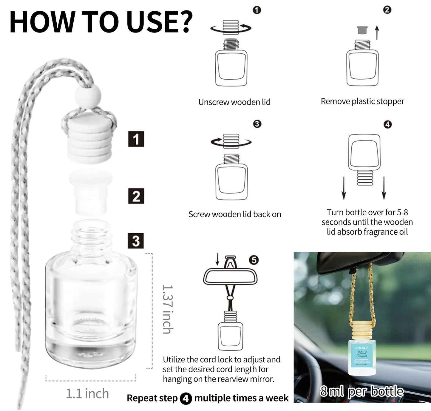 4 Pack Hanging Car Air Freshener Diffuser Premium Scent