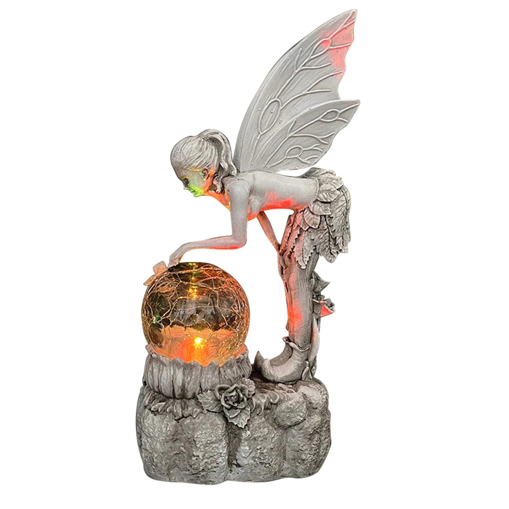 Luminous Resin Fairy Garden Solar Angel Statue Ornament