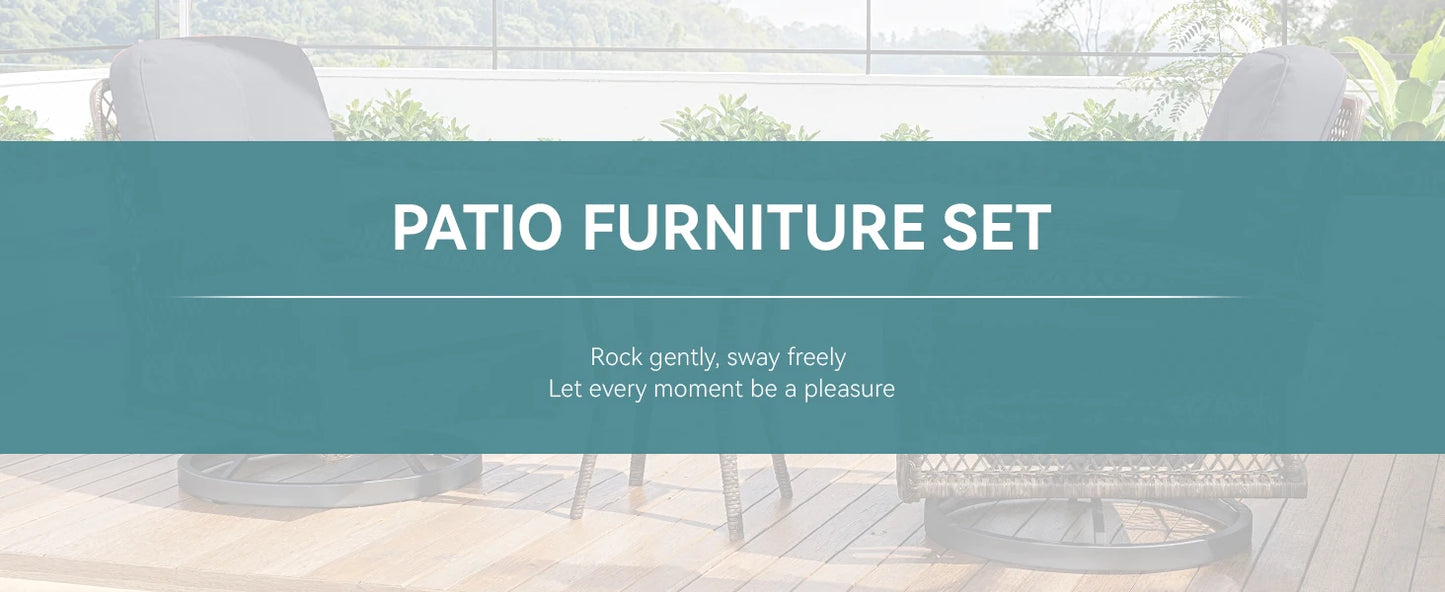 HOOMIC 3-Piece Outdoor Patio Furniture Set Rattan Wicker