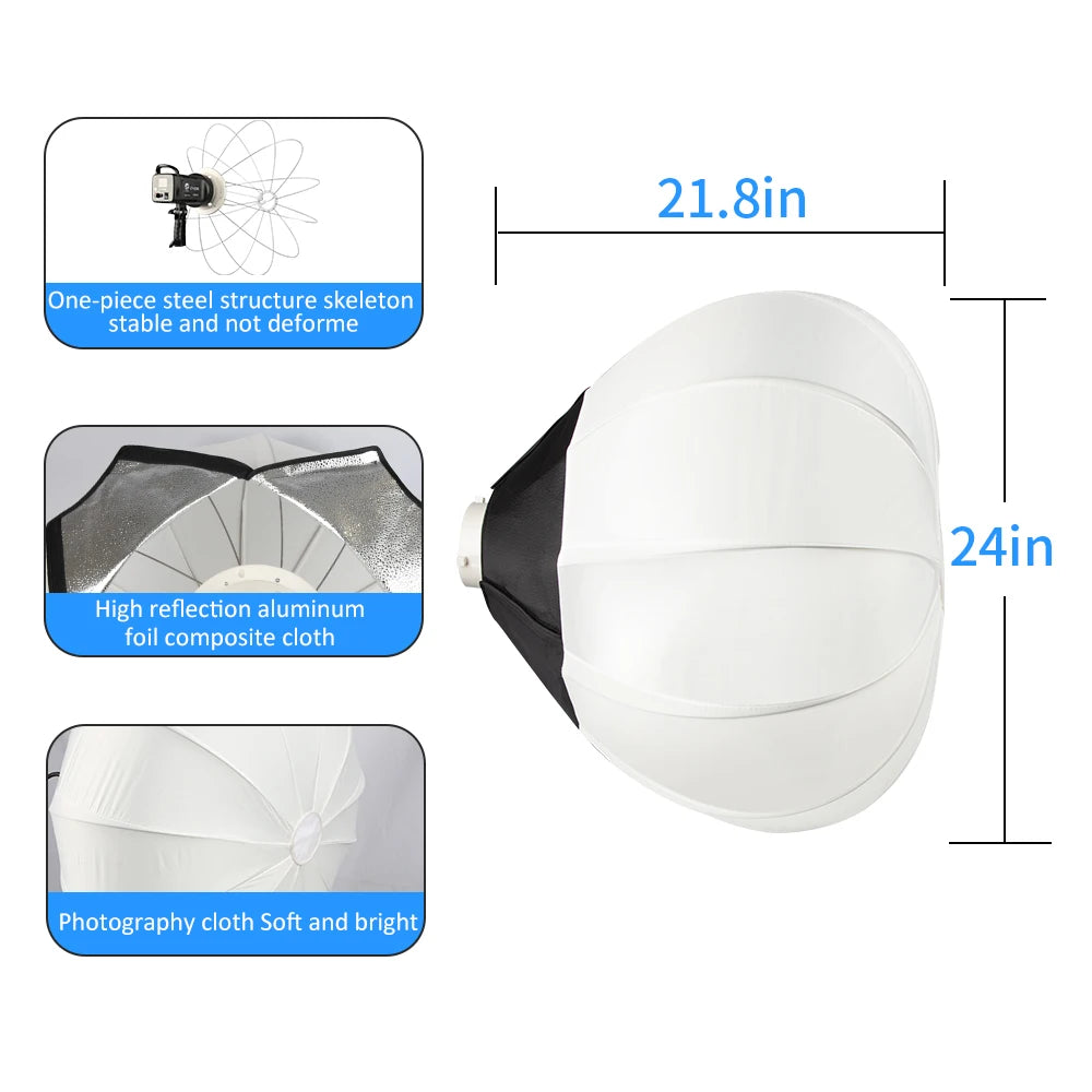 Globe Lantern Softbox Diffuser 65cm 115W Lighting For Film Video