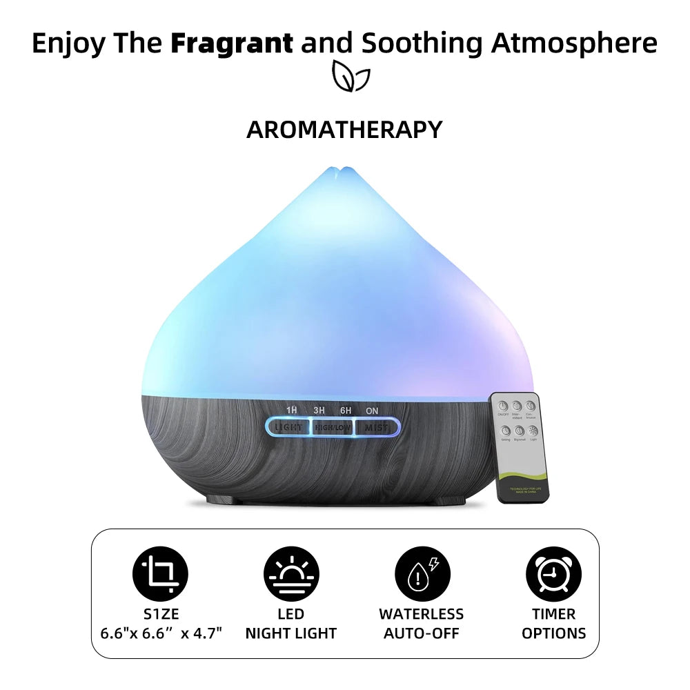 Aroma Diffuser Humidifier With Mood Light And Premium Oils
