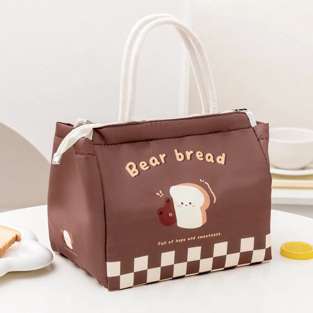 Cute Thermal Lunch Bag For Women And Kids Oxford Cloth