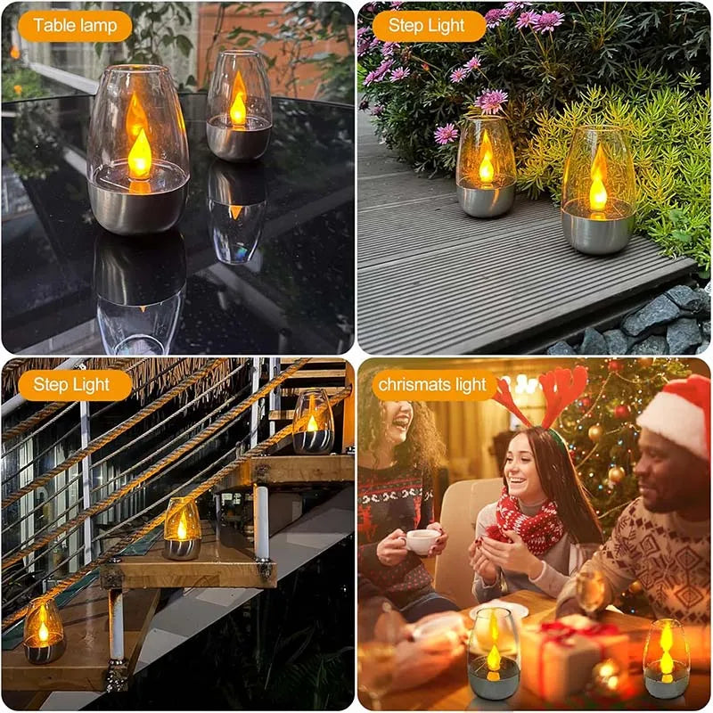 Solar Candle Lights Deck 6 Pack LED Outdoor Night Lighting