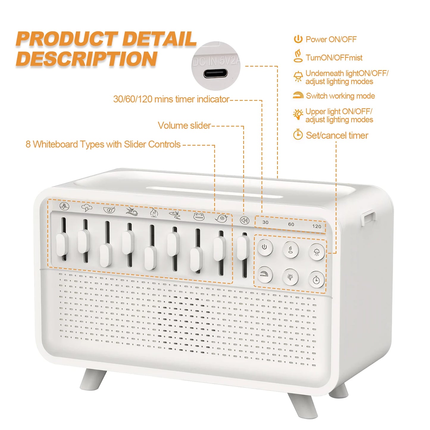 LED Sleep Sound Machine With Nature Sounds Humidifier Oils