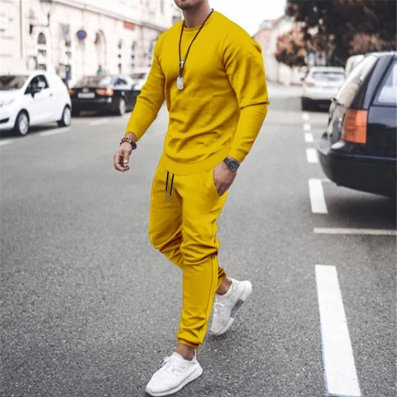 Men Running Track Suit Set Sweatshirt and Sweatpants Polyester Spandex